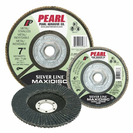 PEARL Silver Line Zirconia Maxidisc Flap Disc 4-1/2 x 7/8 Z40 T-29 MX454Z9T